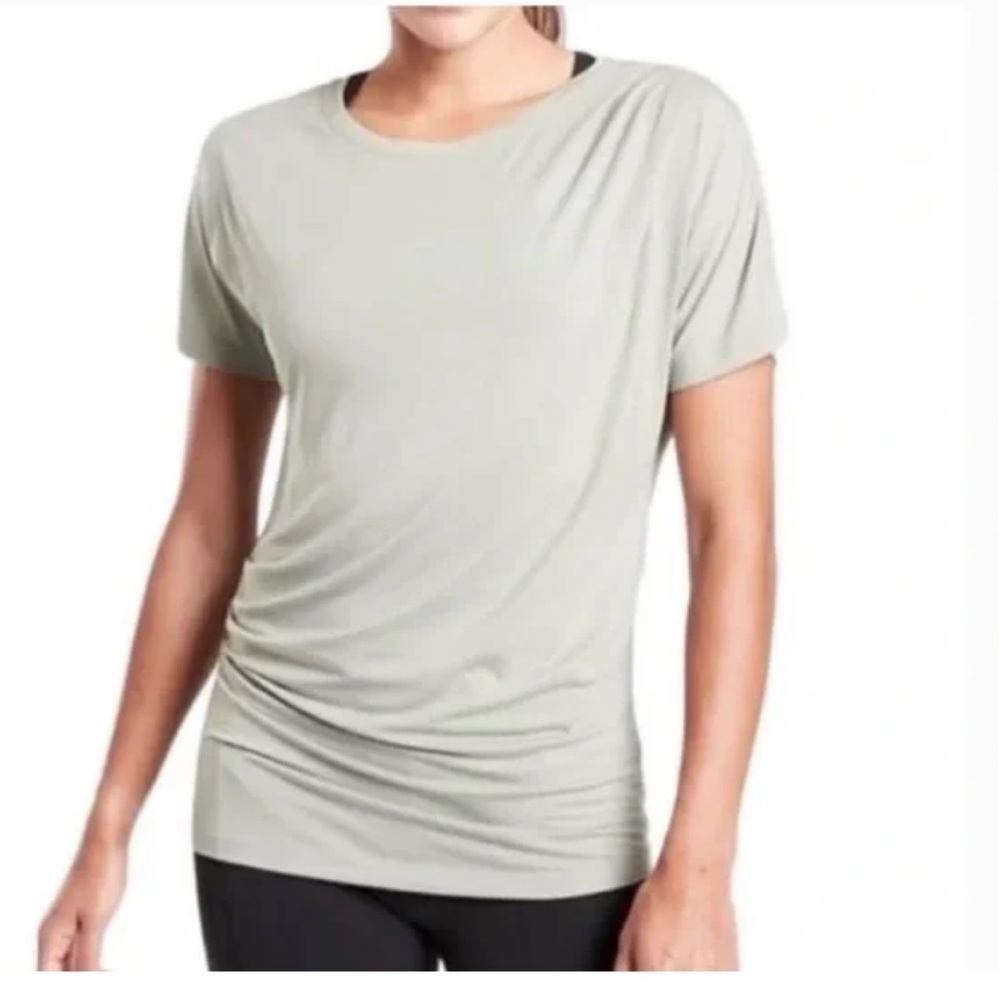 Athleta Essence Pleated Ruched Short Sleeve Tee
